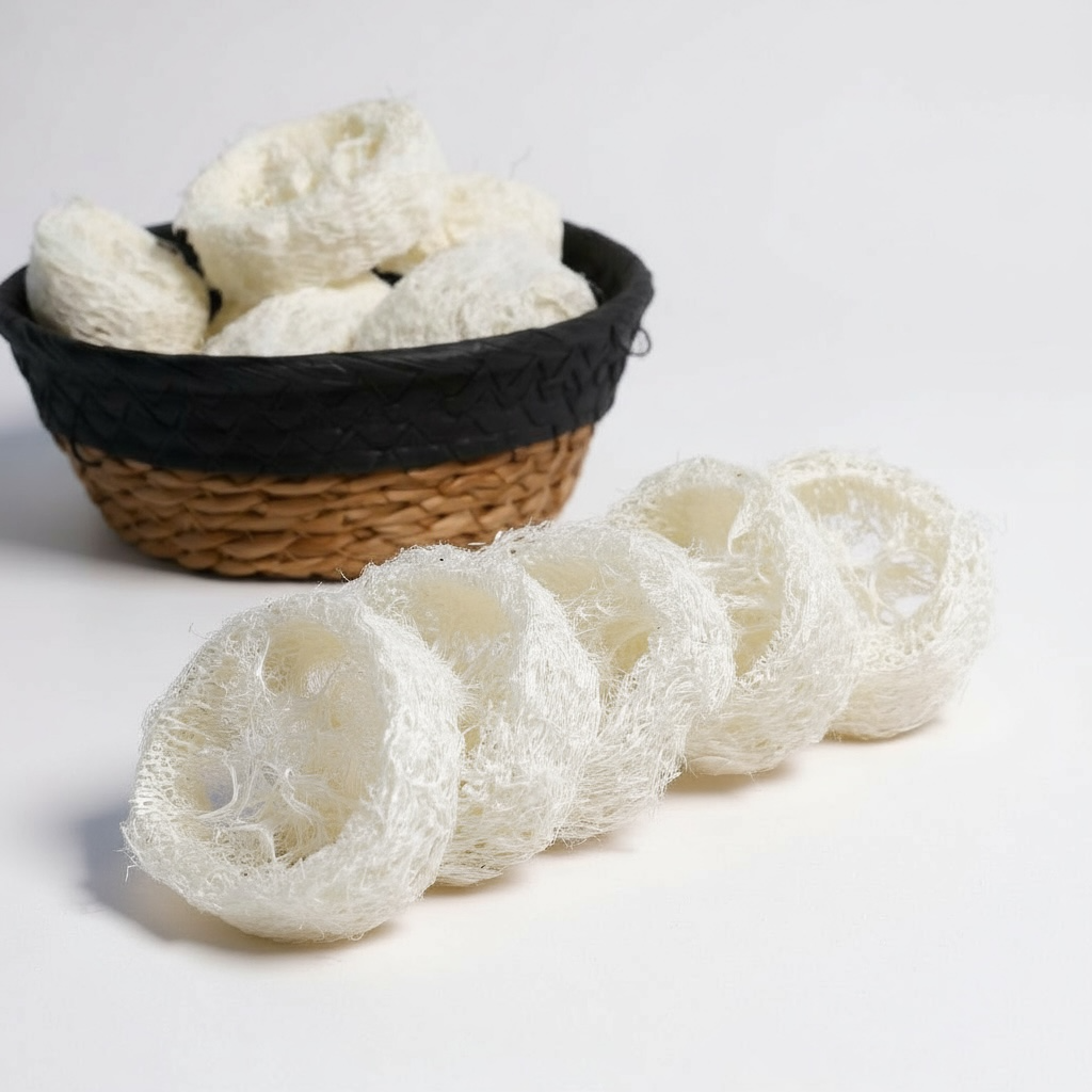 Natural Luffa Cuts – Eco-Friendly Loofah Sponge Discs (Single, Set of 6, or Set of 12)