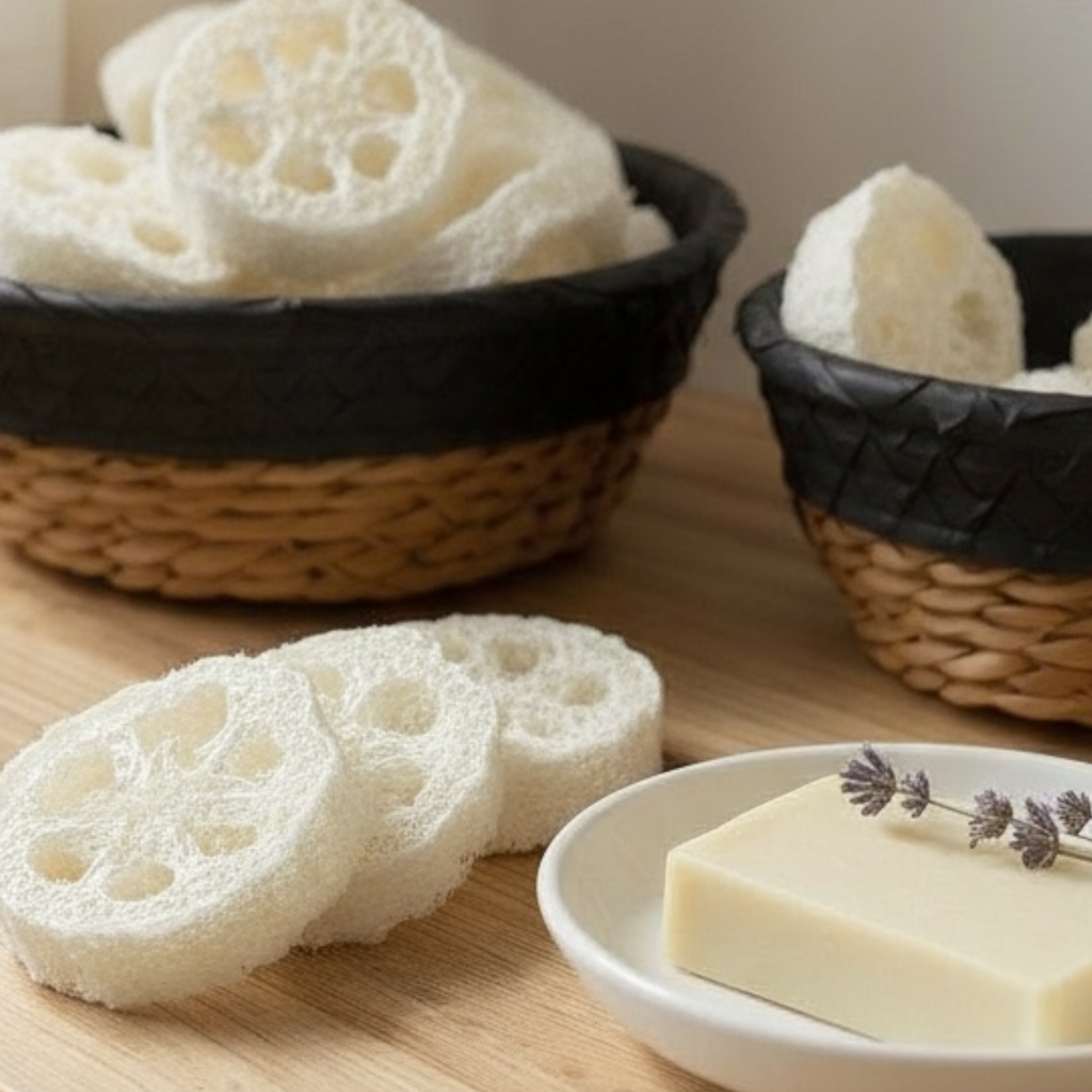 Natural Luffa Cuts – Eco-Friendly Loofah Sponge Discs (Single, Set of 6, or Set of 12)