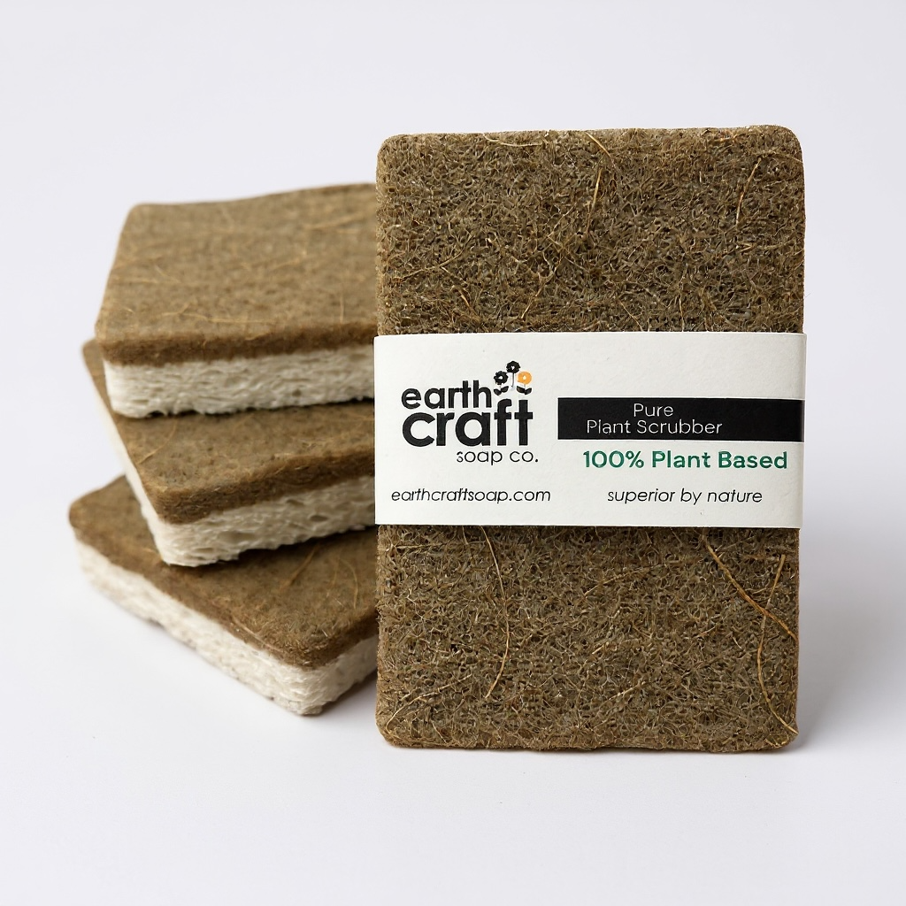 100% Plant-Based Kitchen Sponge | Coconut & Walnut Scrubber (Compostable + Plastic-Free)