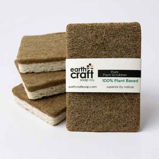 100% Plant-Based Kitchen Sponge | Coconut & Walnut Scrubber (Compostable + Plastic-Free)