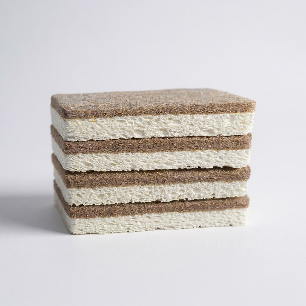 100% Plant-Based Kitchen Sponge | Coconut & Walnut Scrubber (Compostable + Plastic-Free)