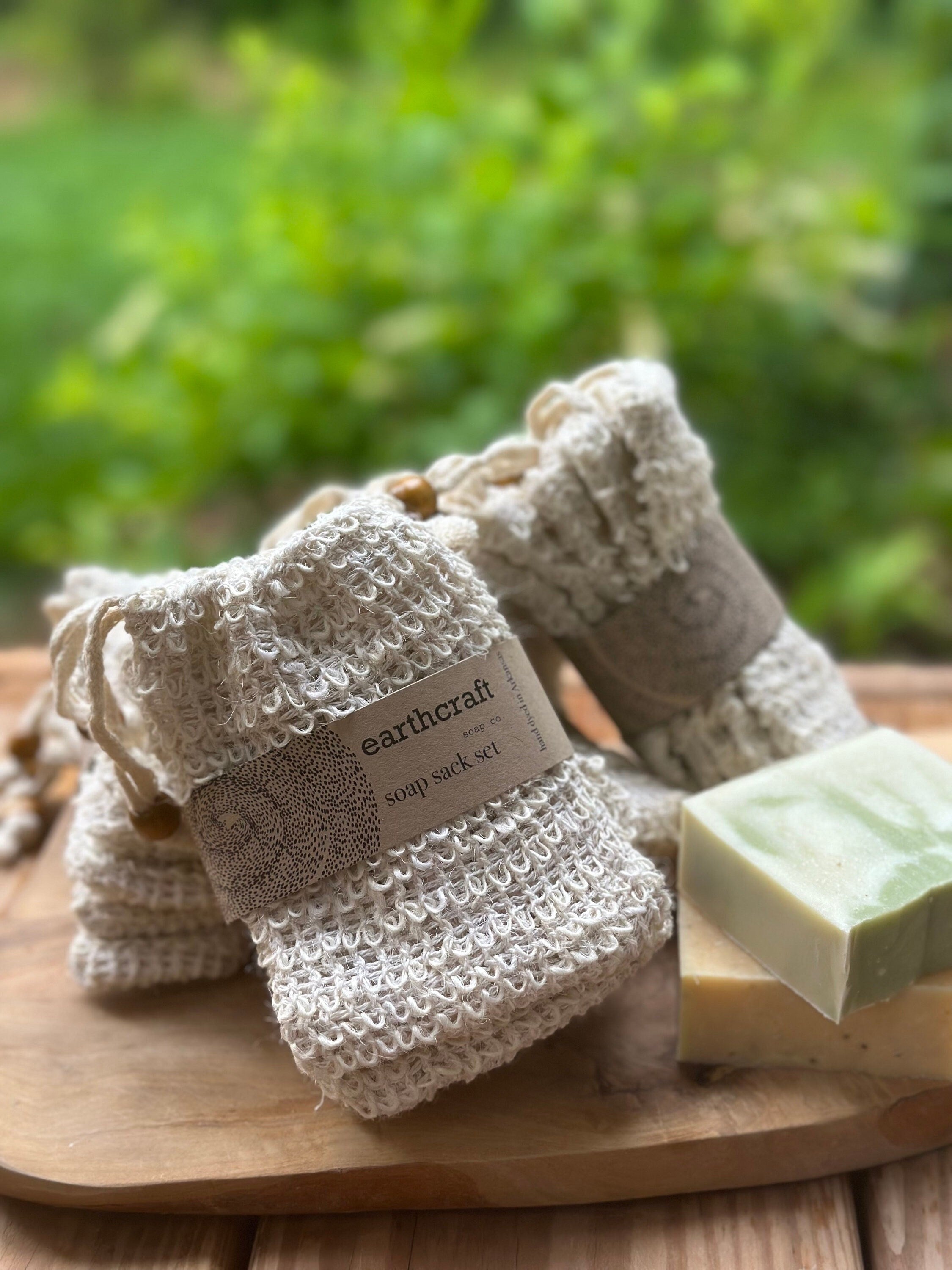Set of 5 Natural Hemp Soap Saver Bags