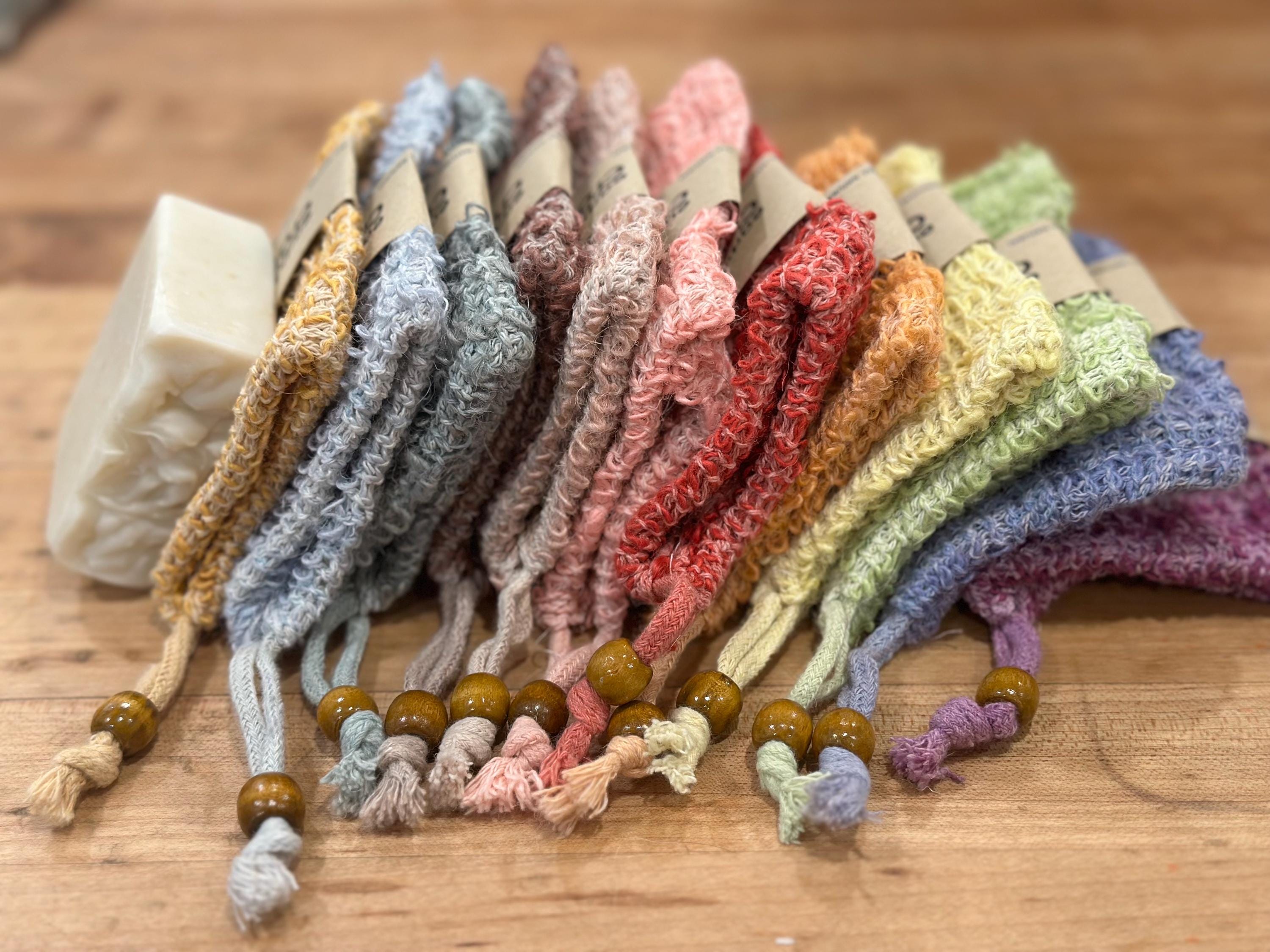 Soap Saver Bags , Rainbow Soap Saver, Bag for soap scraps , Earthcraft Soap Saver Bags in multiple colors, sisal soap sack