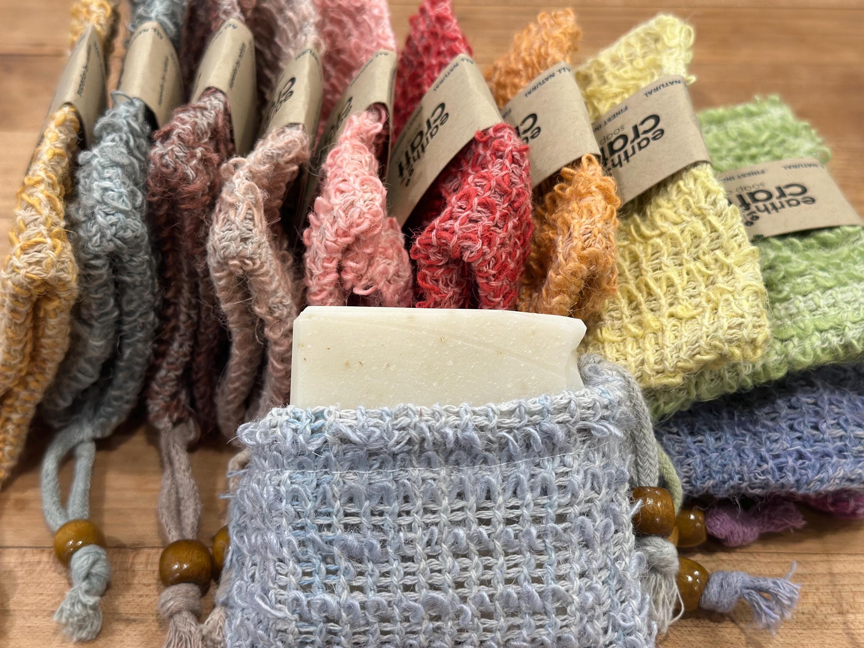 Soap Saver Bags , Rainbow Soap Saver, Bag for soap scraps , Earthcraft Soap Saver Bags in multiple colors, sisal soap sack