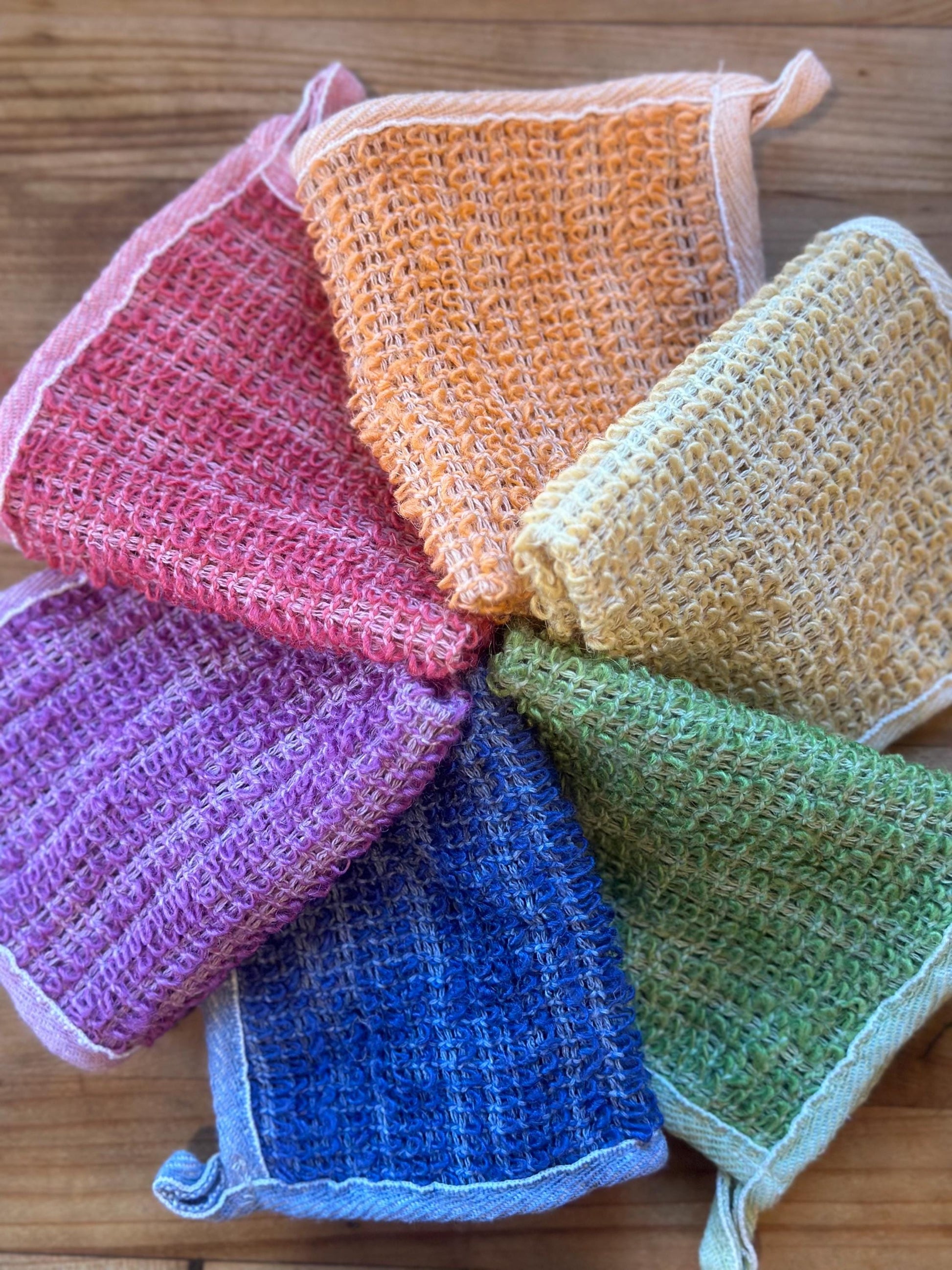 Rainbow Set of 6 Exfoliating Washcloths / Dishcloths | Best Washcloths Ever | Multi Purpose | Naturally Beautiful | Kitchen Dish Cloths
