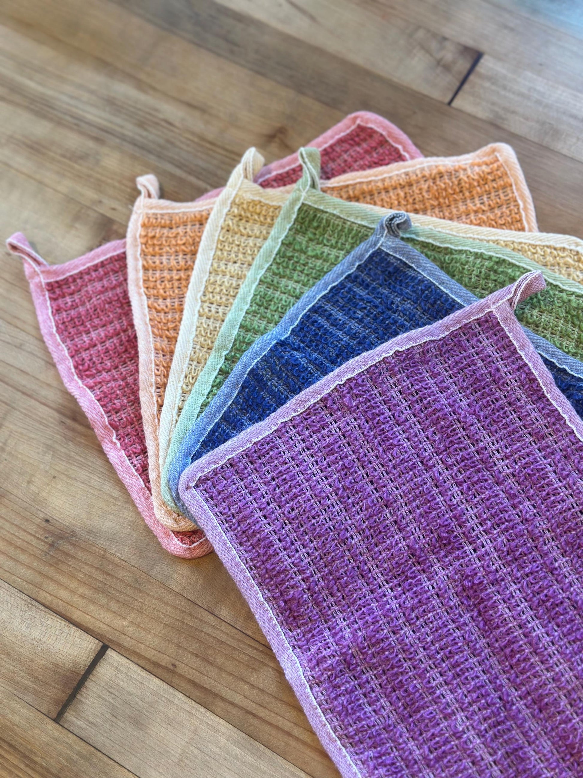 Rainbow Set of 6 Exfoliating Washcloths / Dishcloths | Best Washcloths Ever | Multi Purpose | Naturally Beautiful | Kitchen Dish Cloths