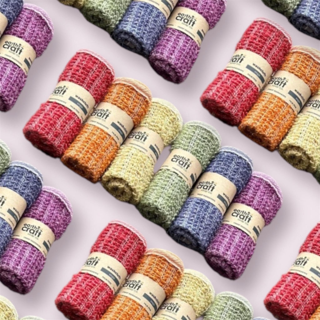 Rainbow Set of 6 Hand-Dyed Hemp Exfoliating Washcloths