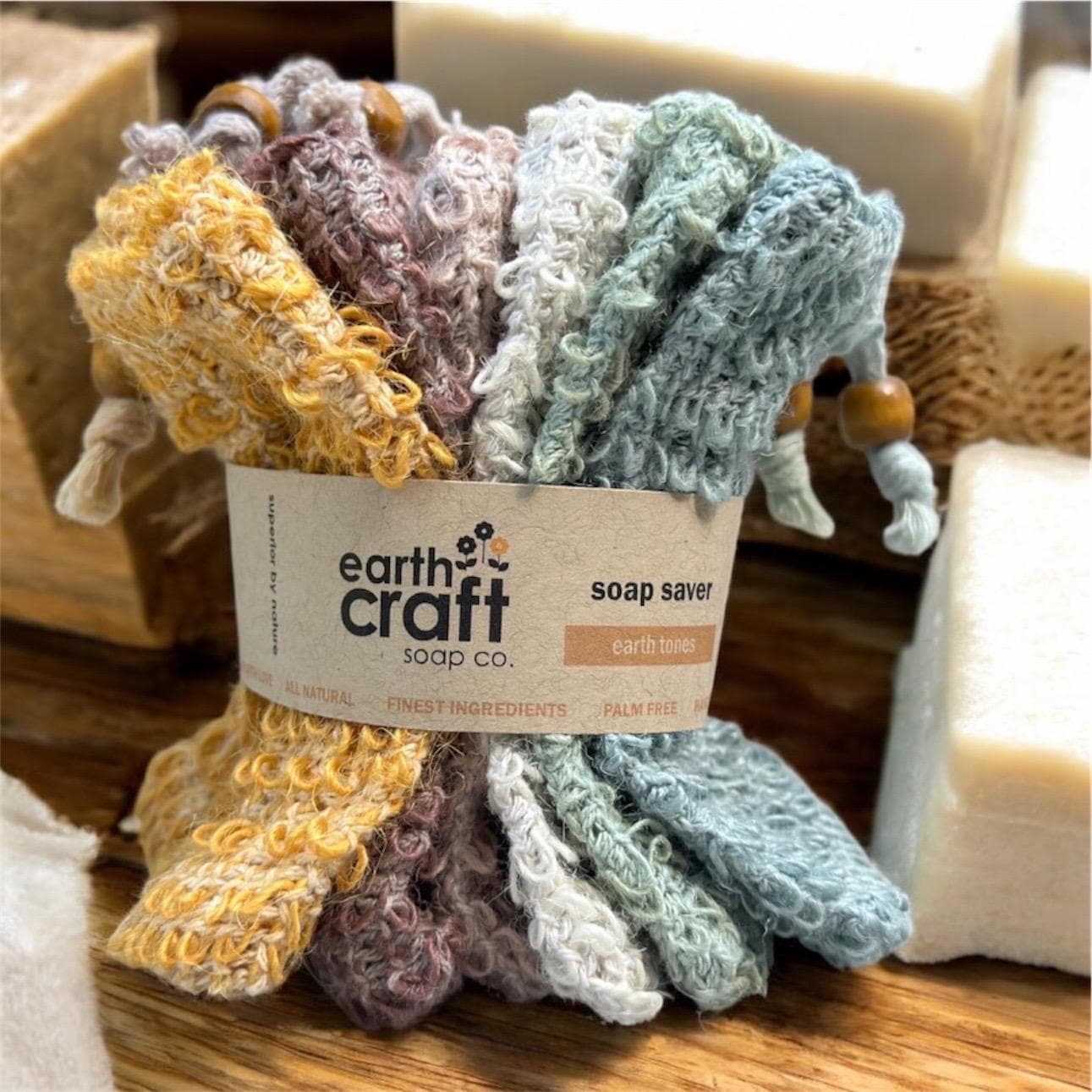 Exfoliating Soap Saver Set: Earthtone Plant Fiber Bags, Zero Waste