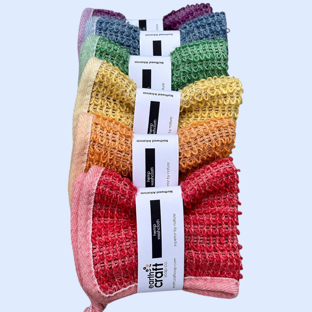 Rainbow Set of 6 Hand-Dyed Hemp Exfoliating Washcloths