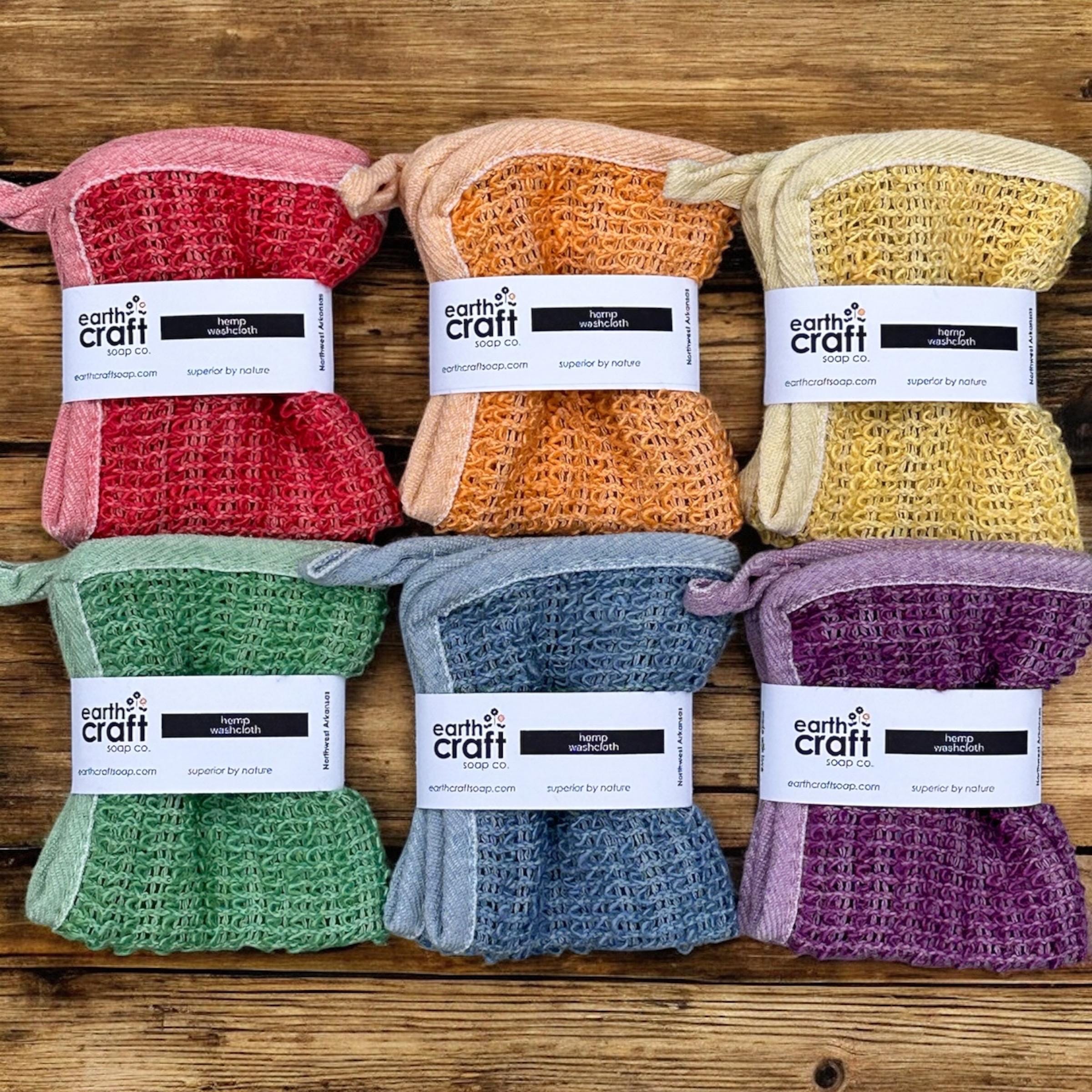 Rainbow Set of 6 Hand-Dyed Hemp Exfoliating Washcloths