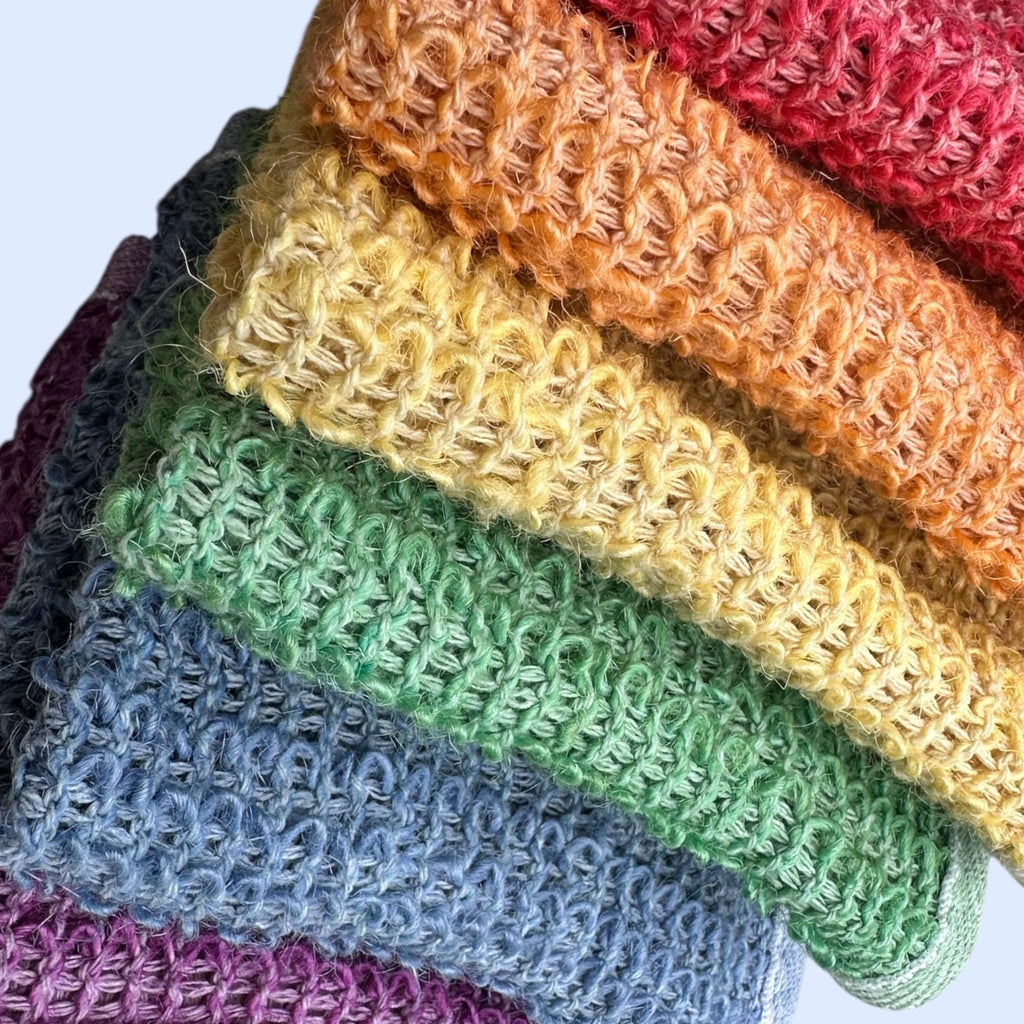 Rainbow Set of 6 Hand-Dyed Hemp Exfoliating Washcloths