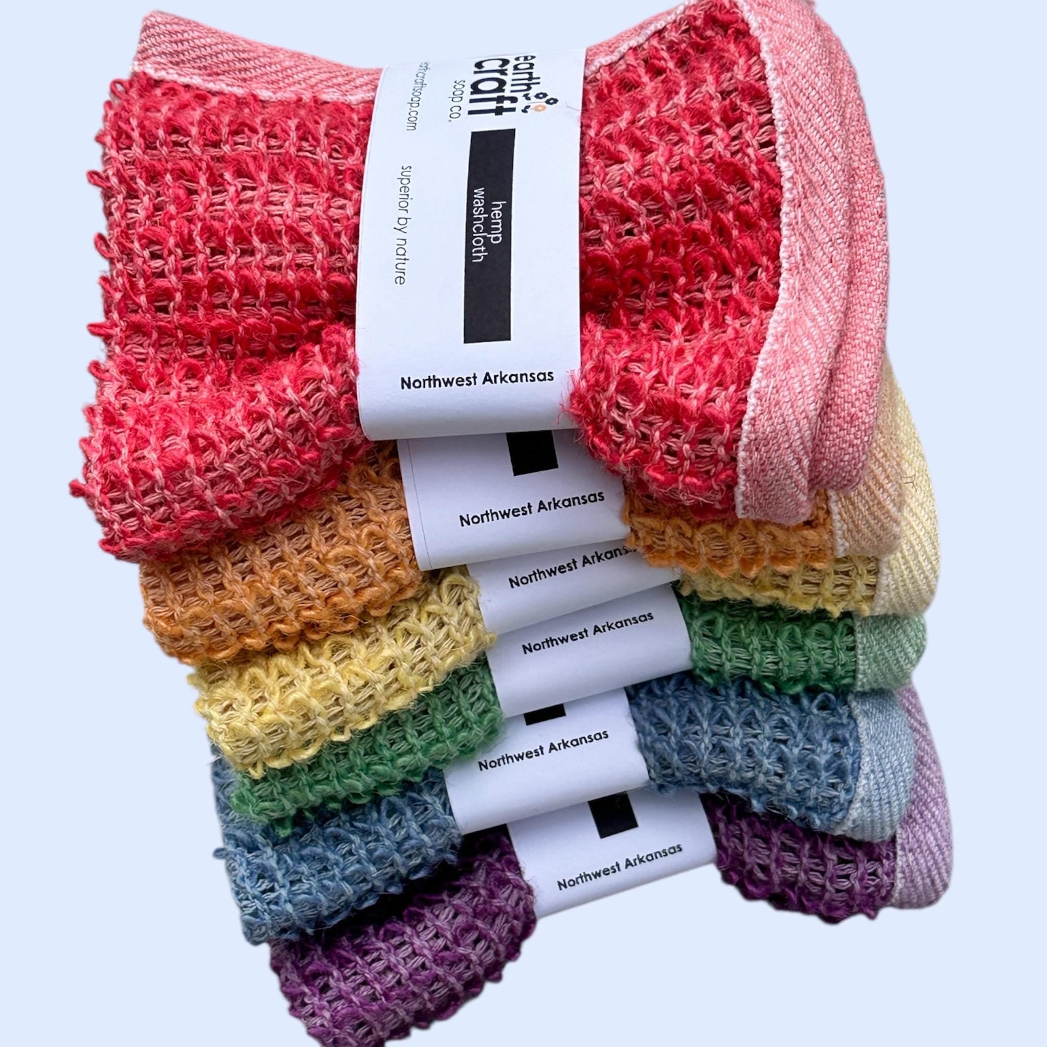 Rainbow Set of 6 Hand-Dyed Hemp Exfoliating Washcloths