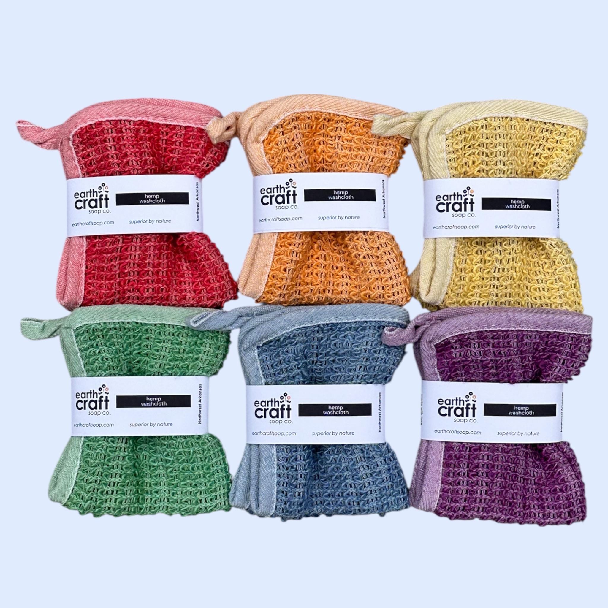 Rainbow Set of 6 Hand-Dyed Hemp Exfoliating Washcloths