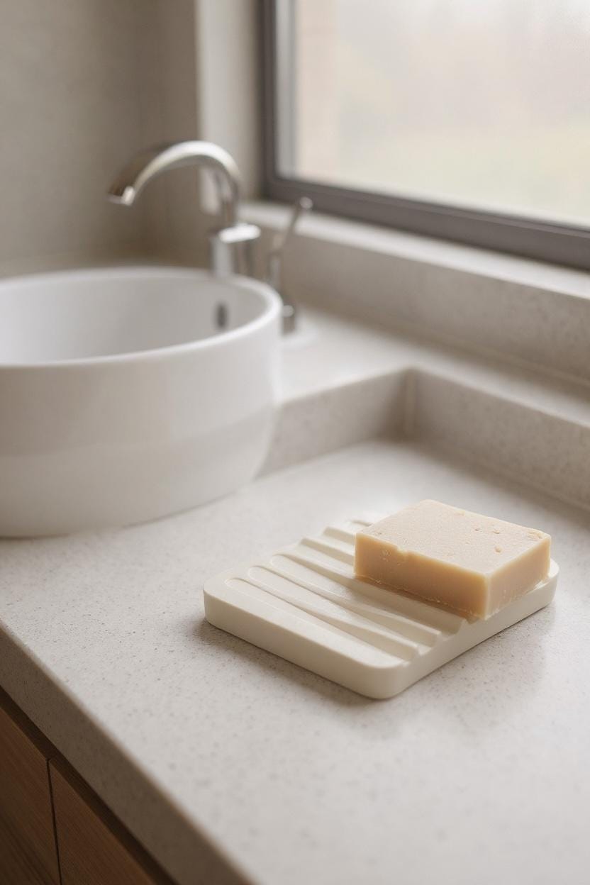 Self-Draining Design
Keeps Soap Dry