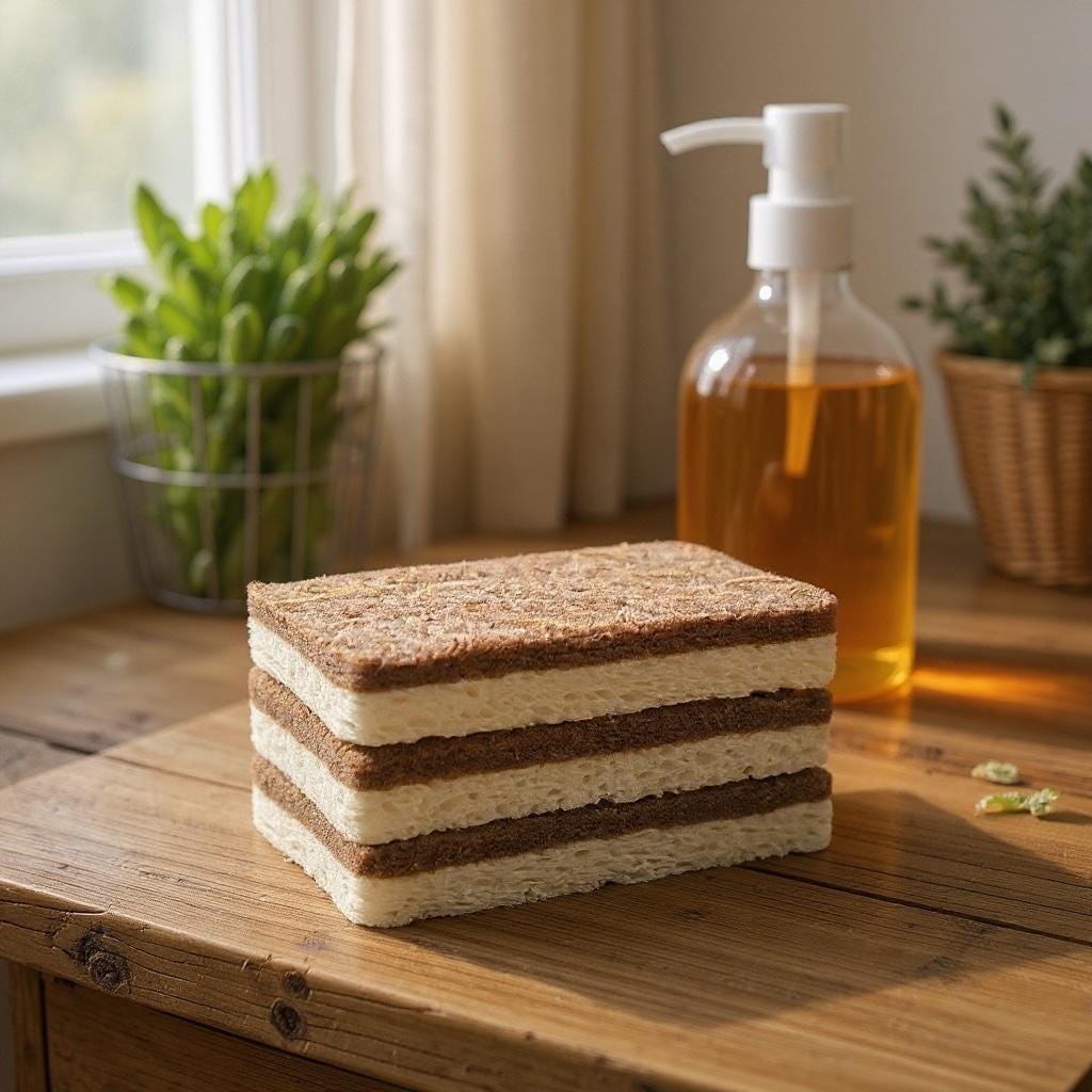 Plant-Based Kitchen Sponge: Coconut & Walnut Scrubber, Zero Waste