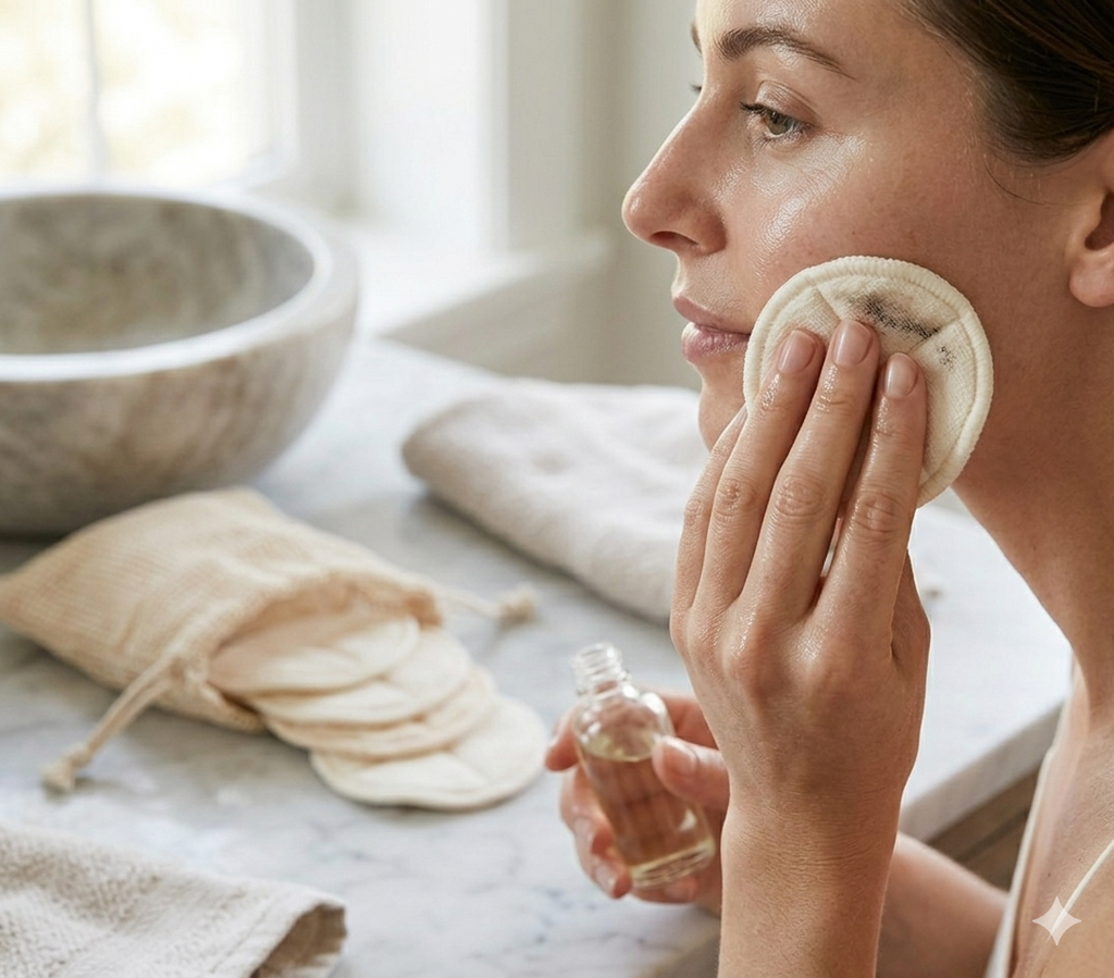 Natural Reusable Make-Up Remover Pads - Set of 5 with Drawstring Bag