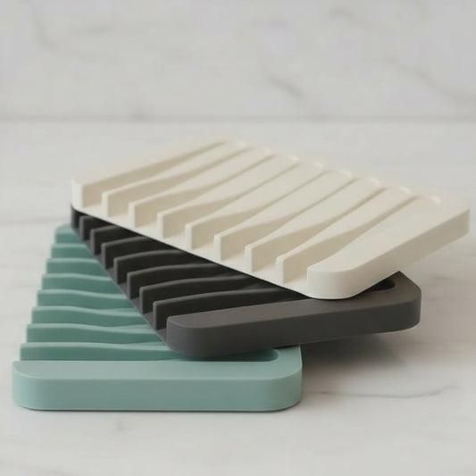 Self-Draining Silicone Soap Dish | Modern Non-Slip Soap Holder